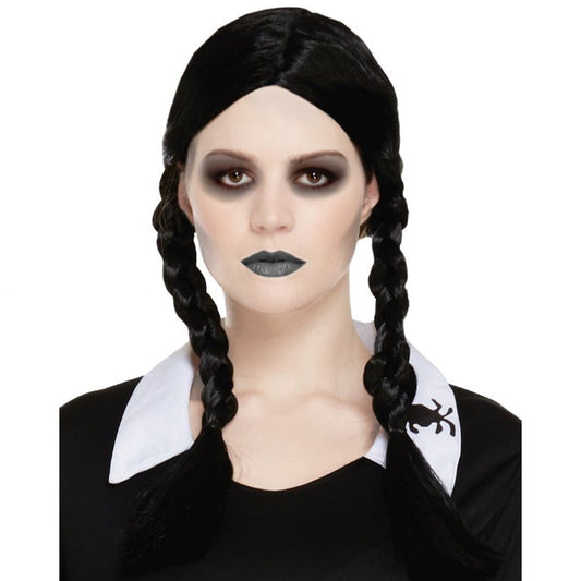 Gothic Black Pigtail Wig