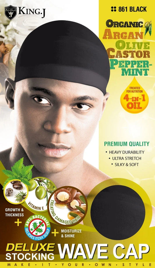 King J Organic Deluxe Stocking Wave Cap Black #861
