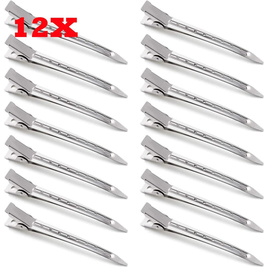 12 pcs Metal Duck Bill Sectioning Clips Hair Wave