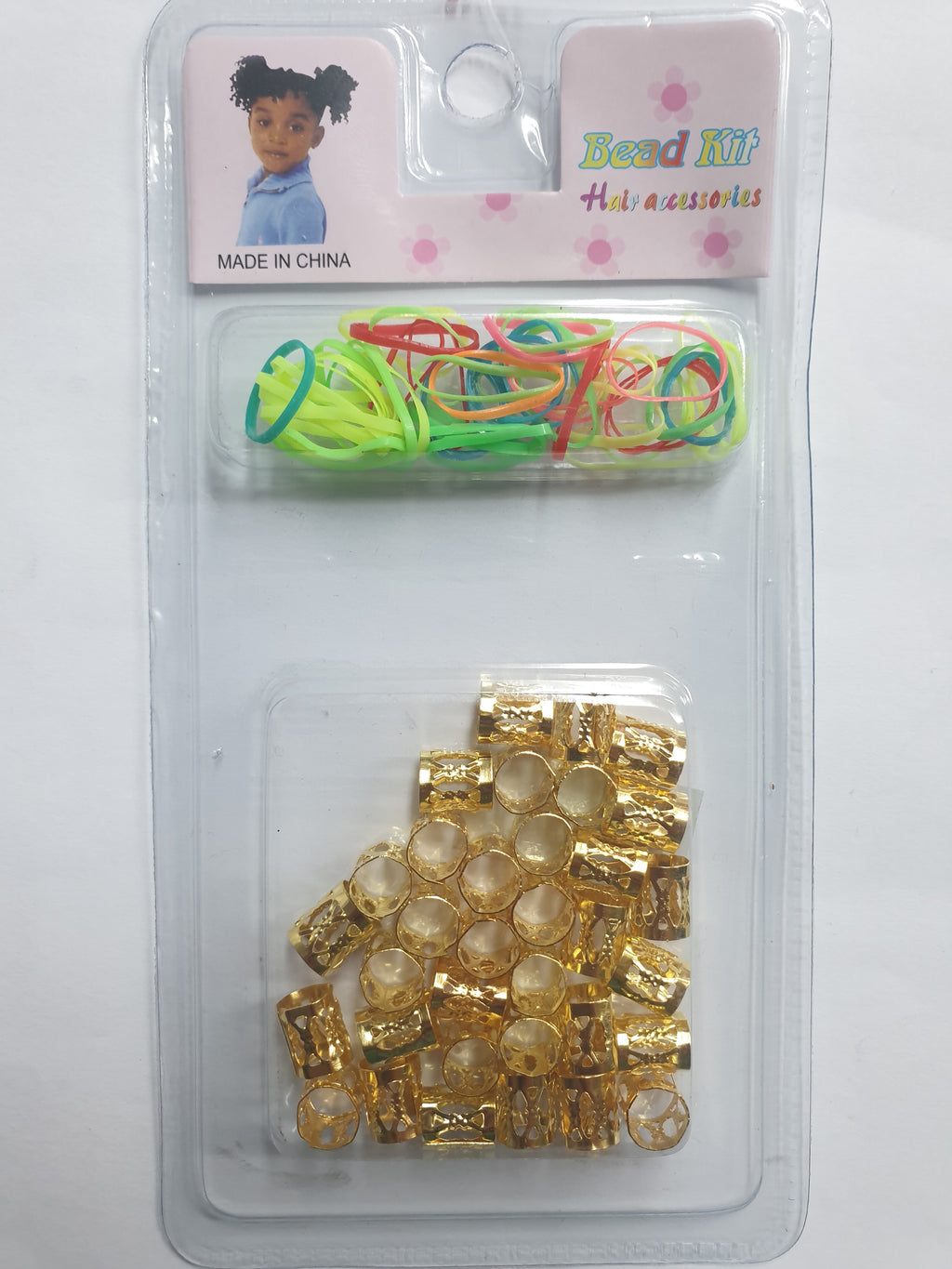 Bead Kit Metal Hair Beads + Rubber Bands