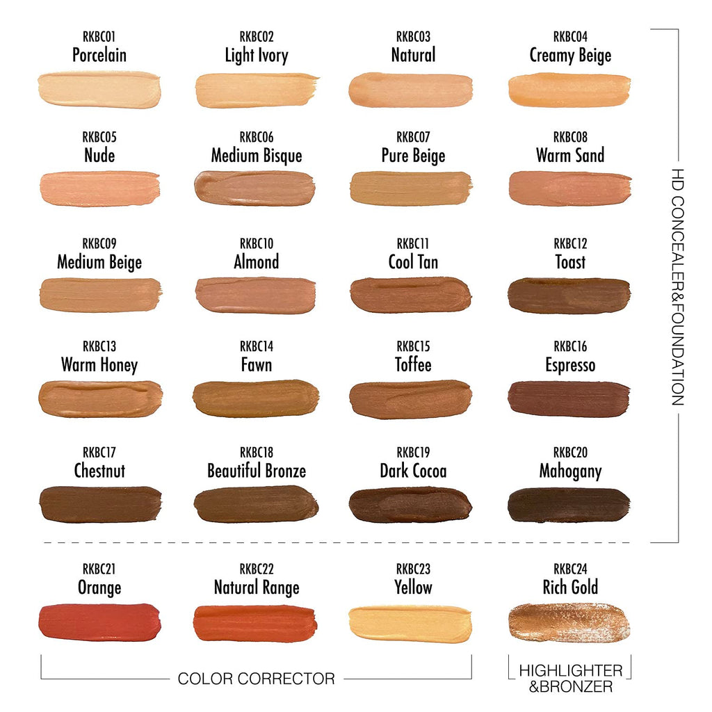 Ruby Kisses HD Concealer & Foundation Flawless Full Cover Brush Face Makeup - 0.37 oz