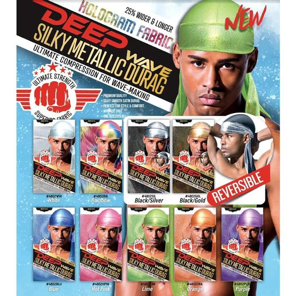 Magic Collection Deep Wave Silky Metallic Durag Reversible