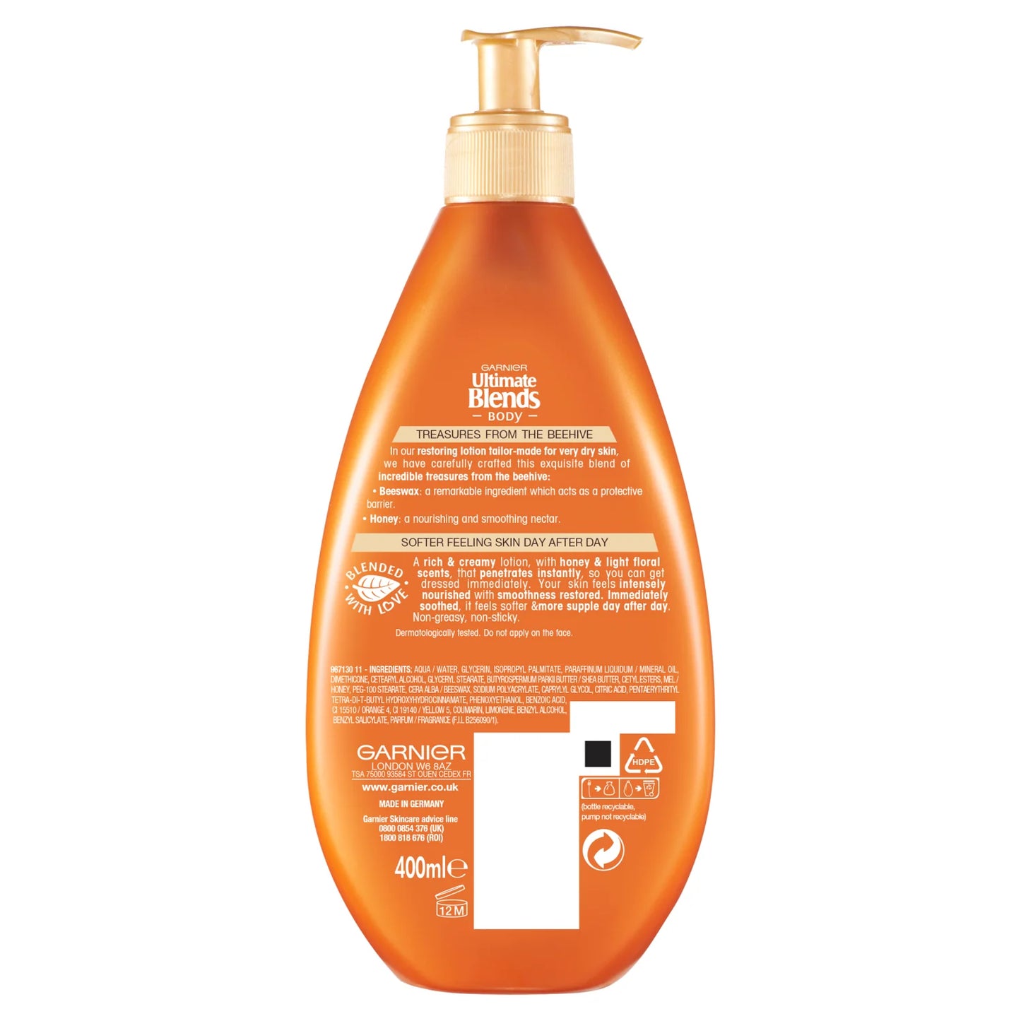 Garnier Ultimate Blends Honey Treasures Restoring Body Lotion For Very Dry Skin - 400ml