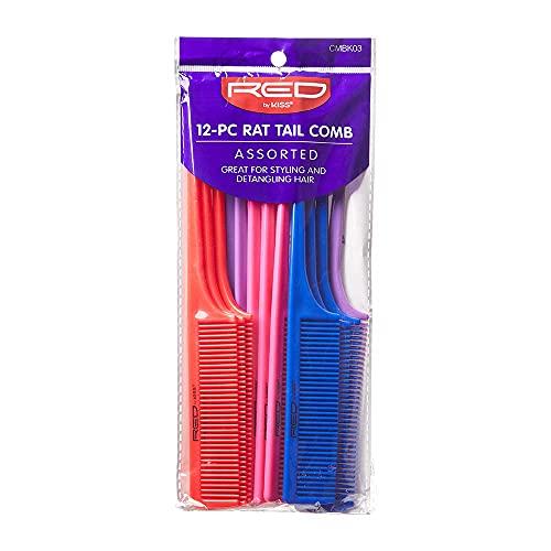 RED by KISS Professional Comb Pin Tail 12 PCS-Black #CMBK01