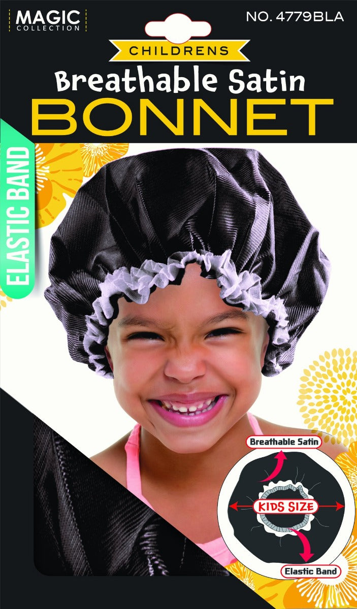Magic Collection Kids Satin Bonnet Cap No.4779Bla