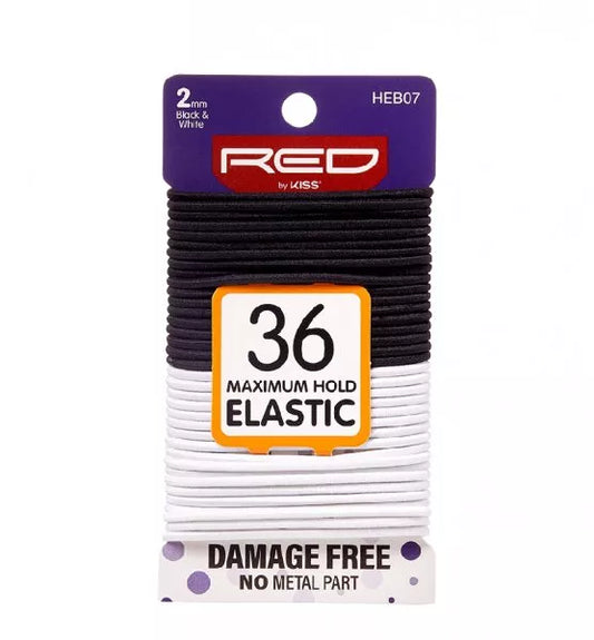 Red By Kiss: 36pc Max Hold Elastic - Black/white 2mm (Heb07)
