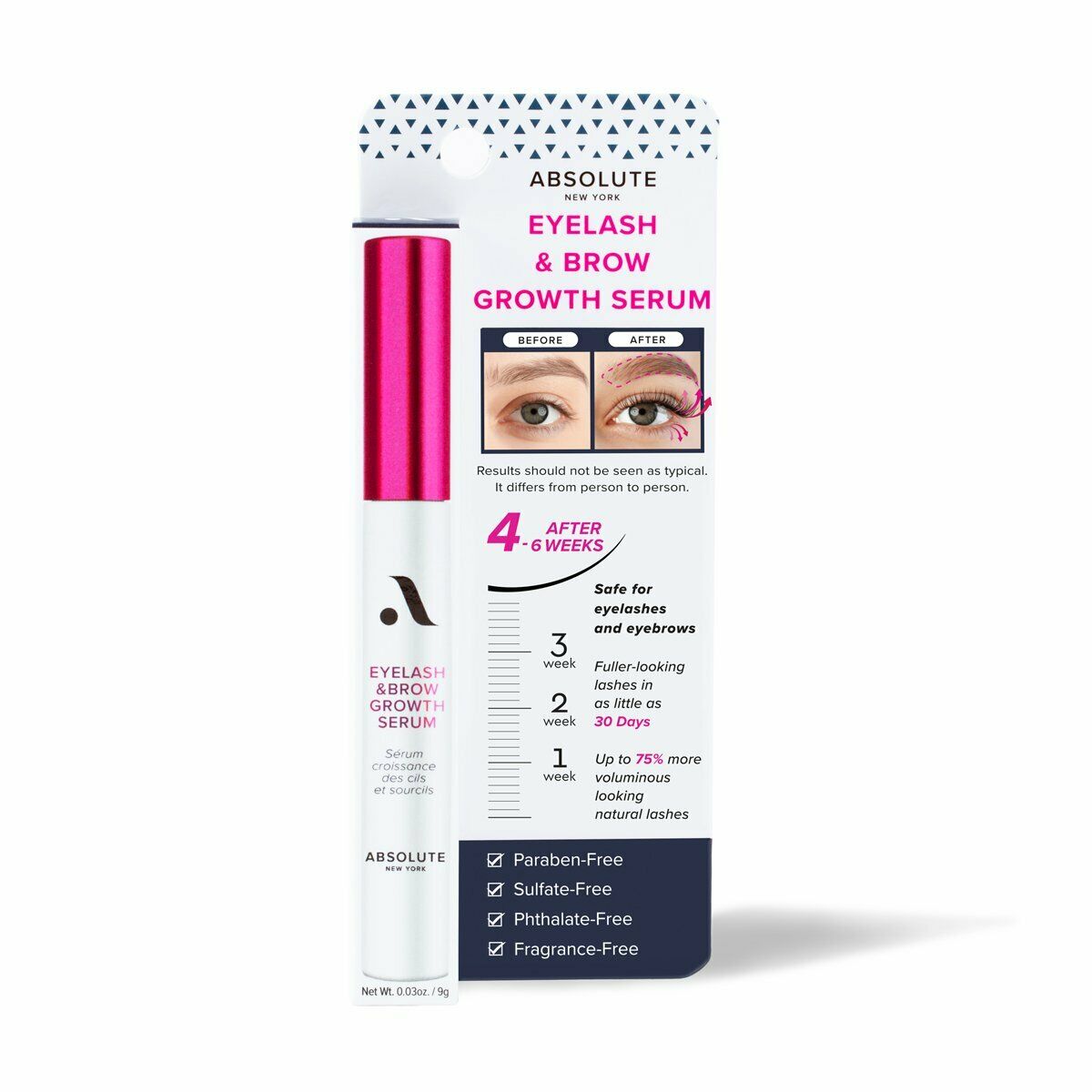 Absolute New York Eyelash & Brow Growth Serum - 9g