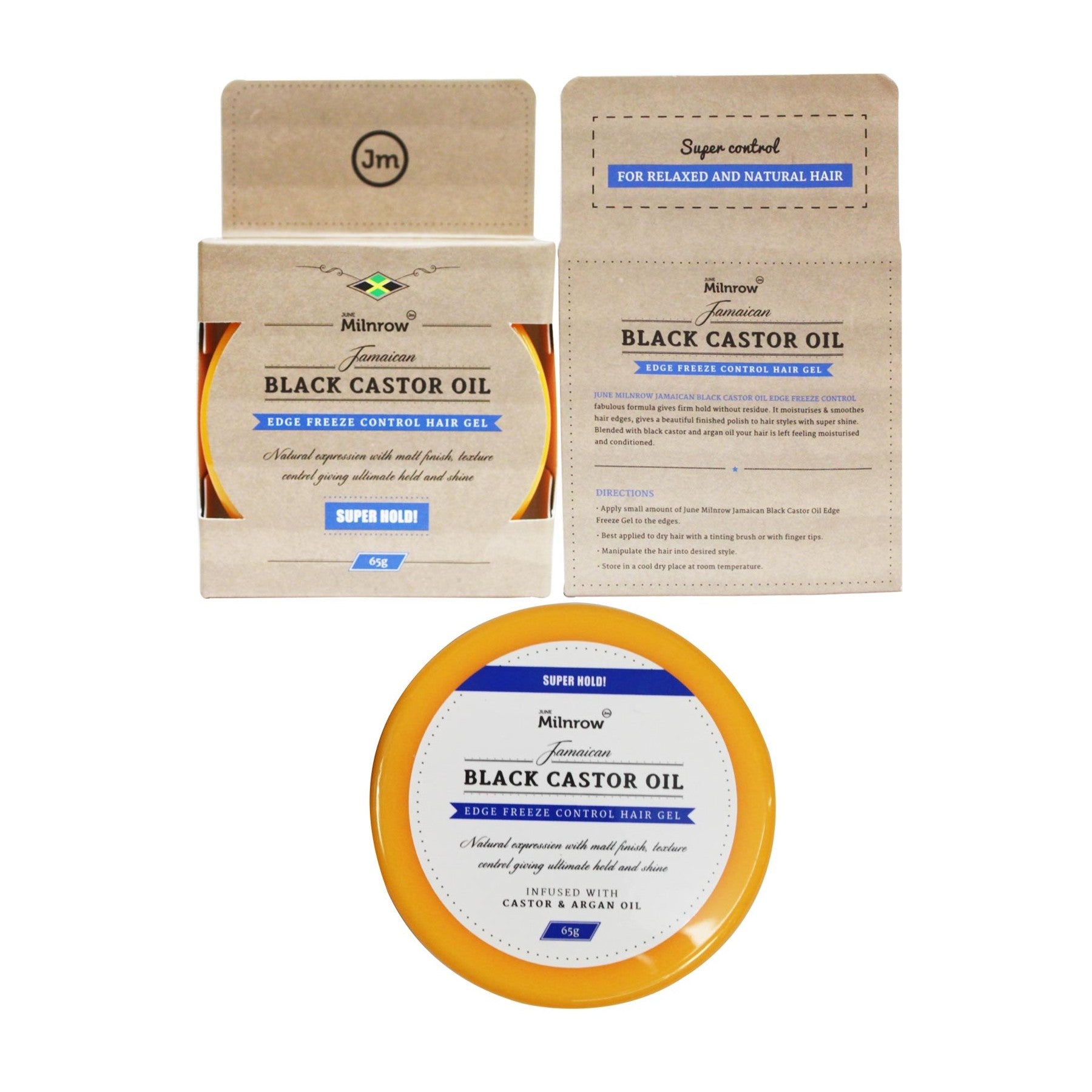 Milnrow Black Castor Oil Edge Freeze Control Hair Gel 