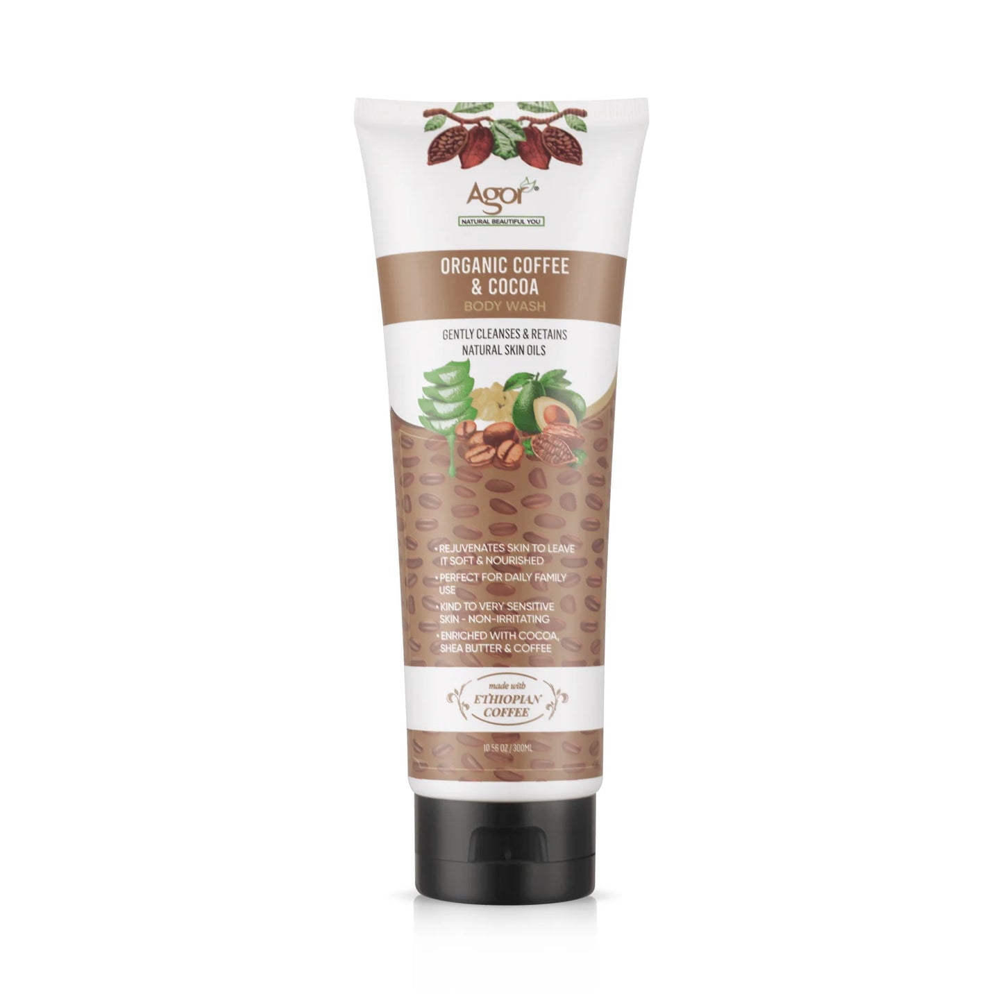 Agor Organic Coffee & Cocoa Body Wash - 10.56OZ